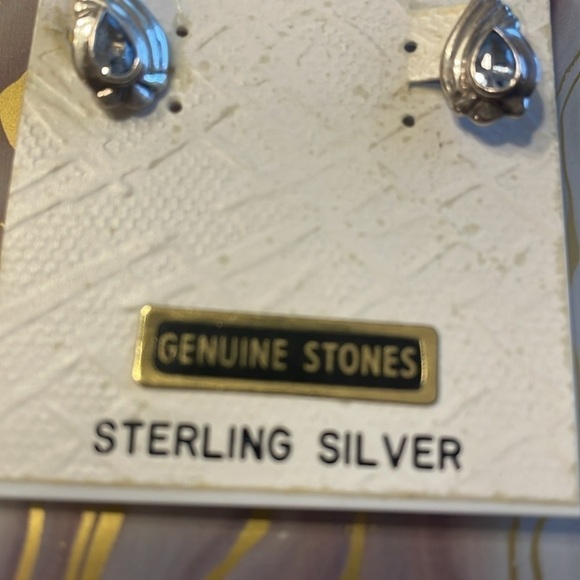 NWT Sterling Silver Earrings with Blue Topaz - Picture 3 of 6